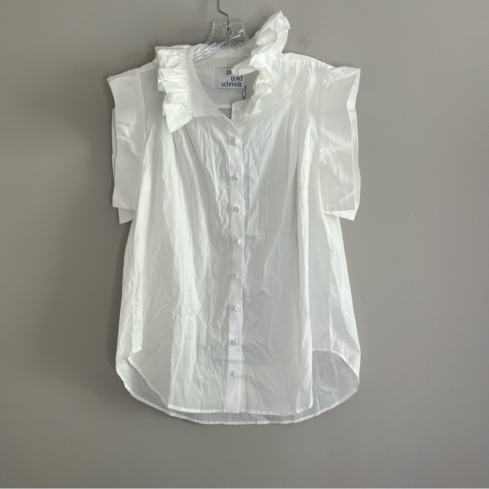 NEW $775 Prune Goldschmidt Prunette Short Sleeve Blouse White Women's Size 42 - Picture 3 of 10